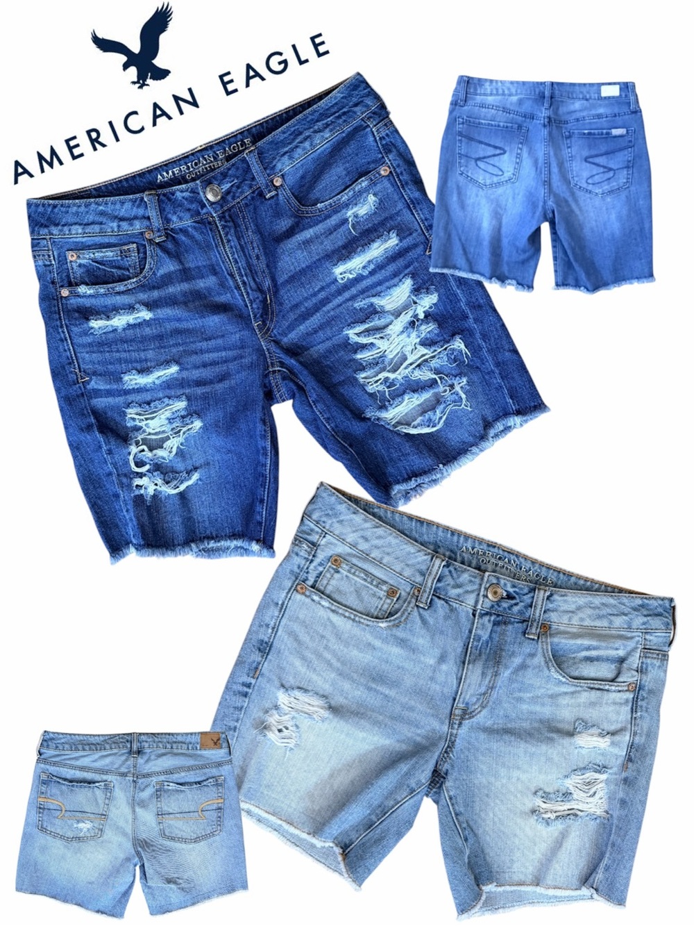 American Eagle Distressed Denim Shorts  Bundle - Dark & Light Blue Size 6